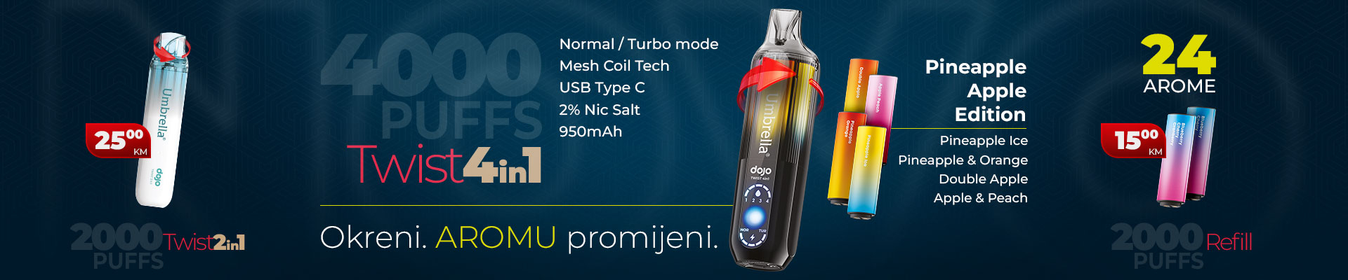 Umbrella Twist 4in1 4000 PUFFS 