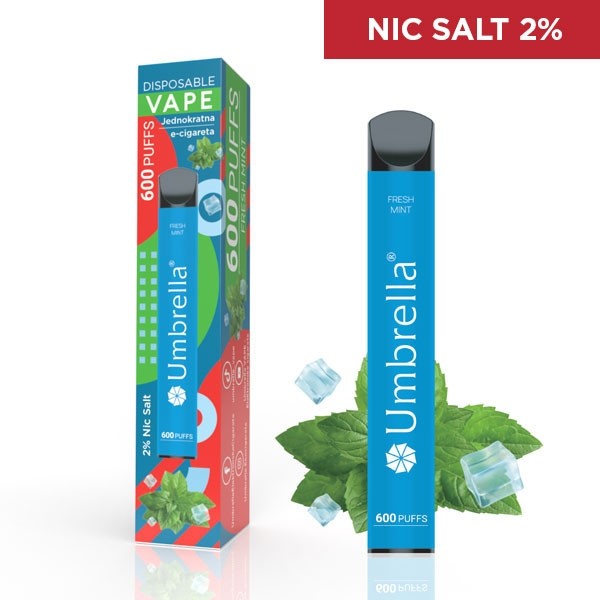 Elektronske cigarete Jednokratne Umbrella VAPE 600 puffs Fresh Mint 2%
