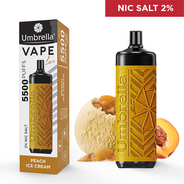 Puffs Vape 5500 PUFFS LEATHER Umbrella VAPE 5500 PUFFS LEATHER PEACH ICE CREAM 2%