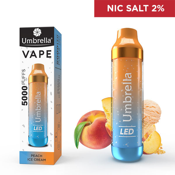 Elektronske cigarete Jednokratne Umbrella VAPE 5000 PUFFS LED Peach Ice Cream 2%